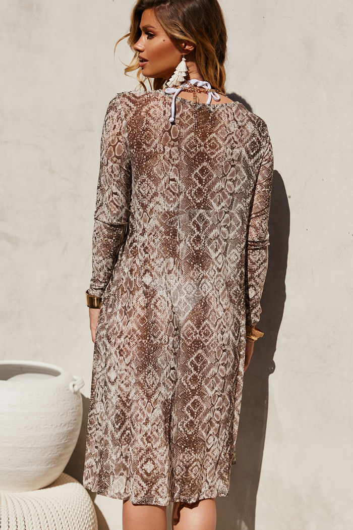 Garden Snake Long Sleeve Chiffon Kimono Cover Up image