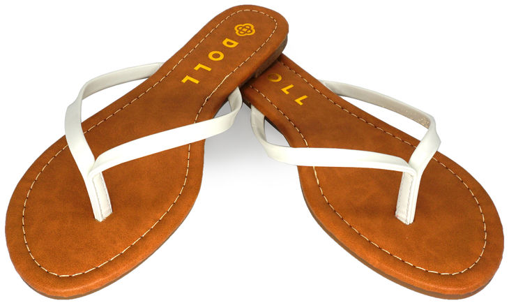 White-  DOLL Y-Strap Flat Sandals image