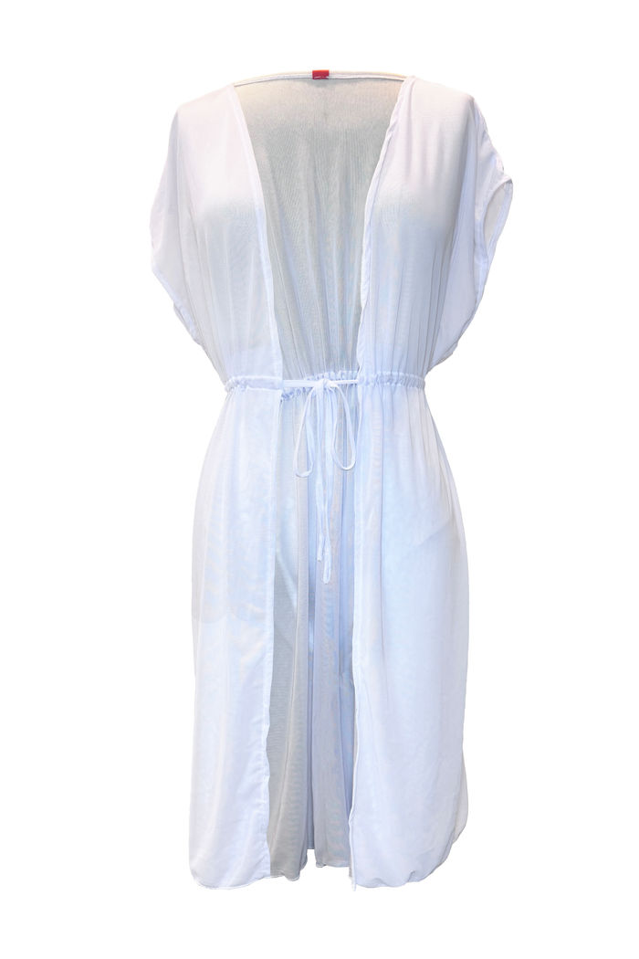 White Open Mesh Cover Up w/ Drawstring Waist image