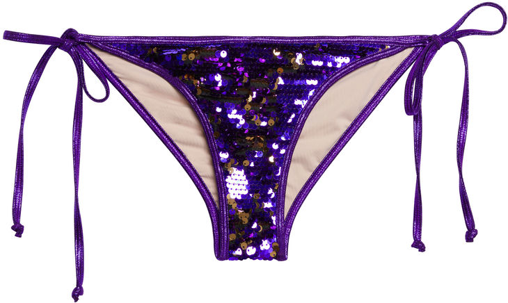 Purple & Gold Sequin Classic Scrunch Bikini Bottoms image