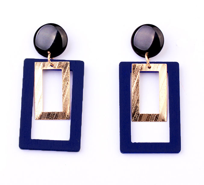Blue Rectangular Drop Earrings image