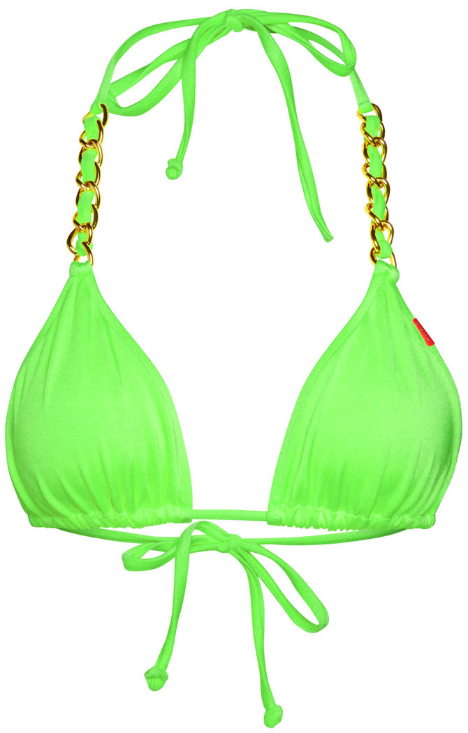 Neon Green Triangle Bikini On a Chain Top image