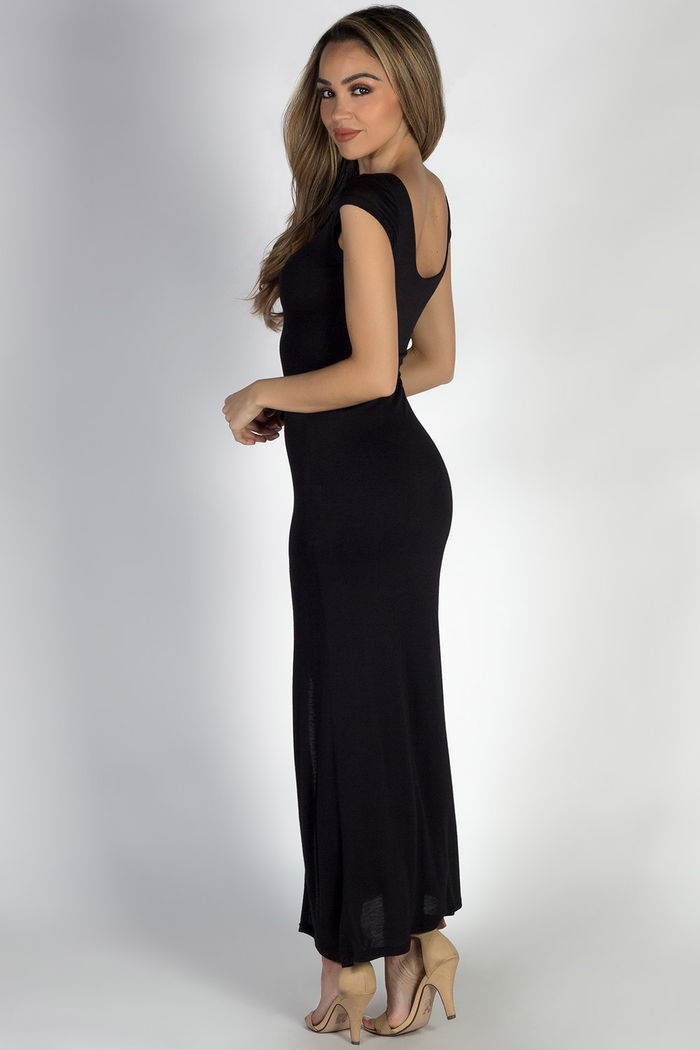 Short sleeve black outlet maxi dress