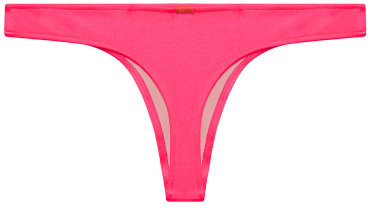 Neon Coral Banded Brazilian Thong Bottom image