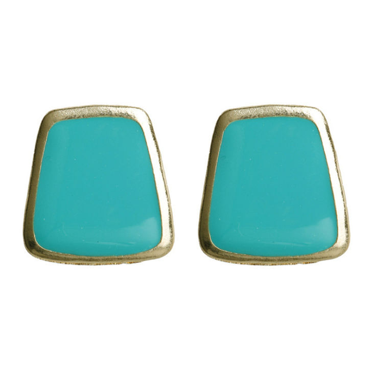 Teal Trapezoid Earrings image