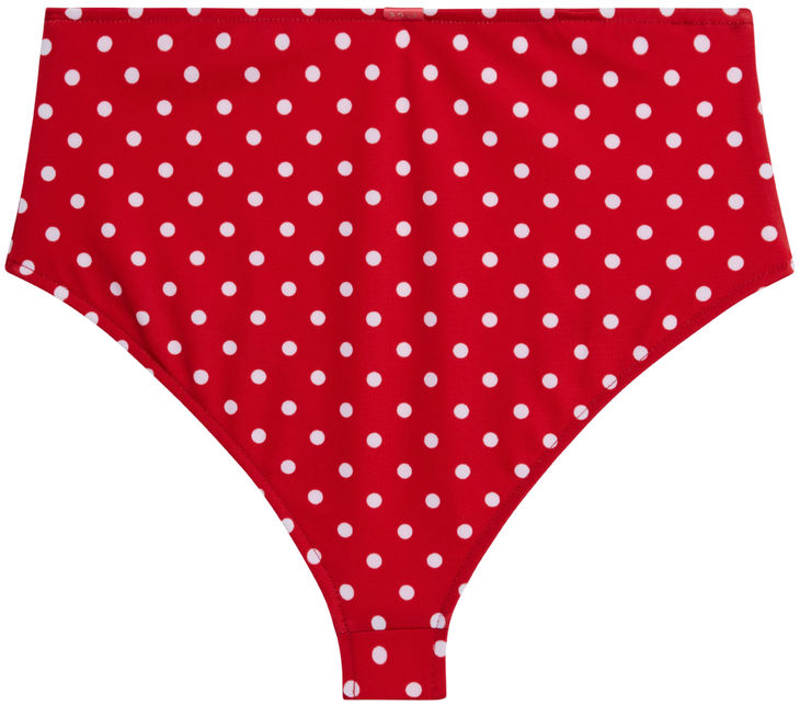 Red Polka Dot High Waist Bikini Bottom image