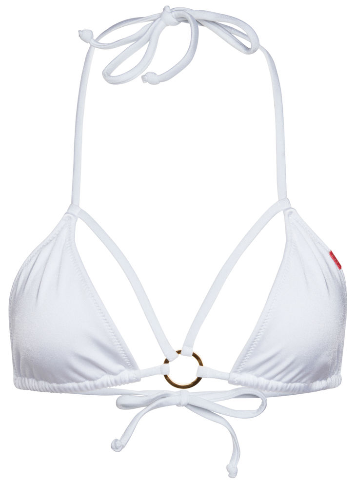 White Double Strap Center Loop Triangle Top image