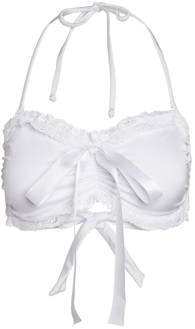 Aruba White Bridal Ruffle Lace Bikini Top image