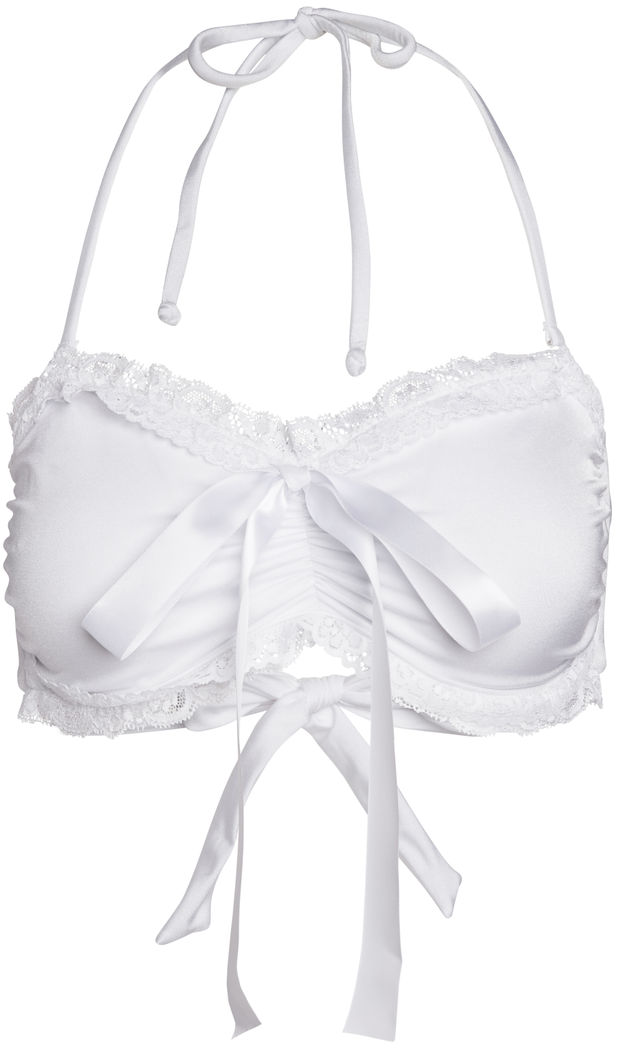 Aruba White Bridal Ruffle Lace Bikini Top image