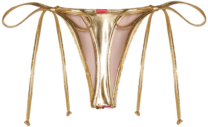 Gold & Fuchsia Sequin G-String Thong Bikini Bottom image