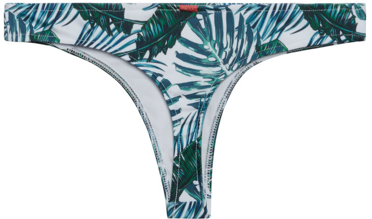 Tropical Palm Print Sexy Banded Brazilian Thong Bikini Bottoms image