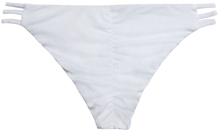 Solid White Triple Strap Classic Scrunch Bikini Bottoms image