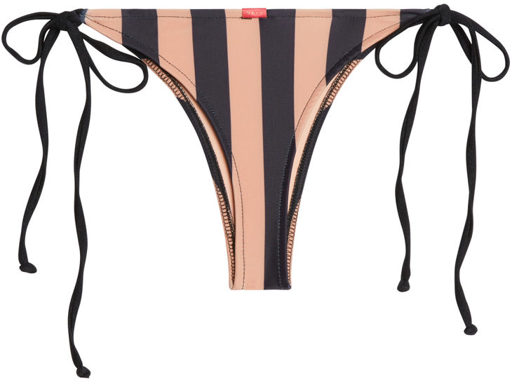 Black & Taupe Stripes Brazilian Thong Bottom image