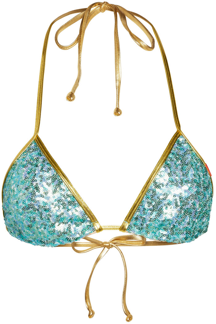 Gold & Aqua Sequins Triangle Top image