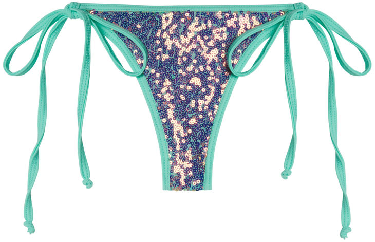 Mint Mermaid Sequin G-String Thong Bikini Bottom image