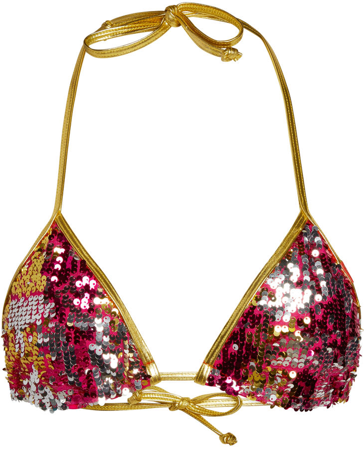 Gold & Fuchsia Sequin Triangle Top image