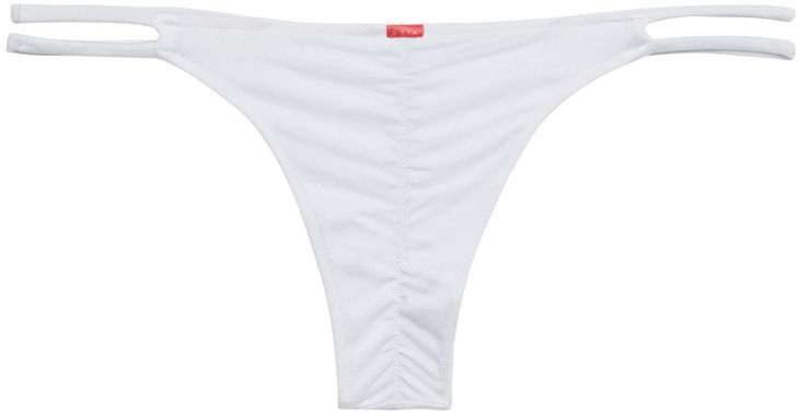 White Double Strap Micro Bikini Bottom image