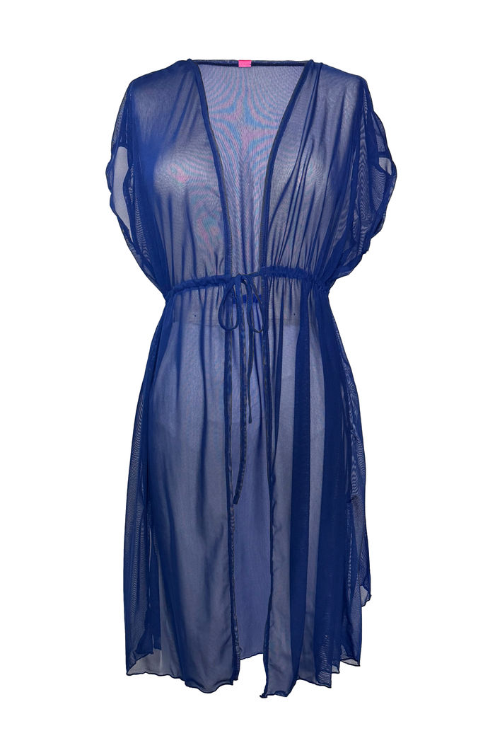 Navy Open Mesh Cover Up w/ Drawstring Waist image