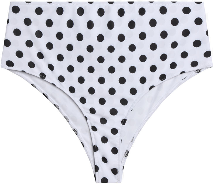 White Polka Dot High Waist Bikini Bottom image