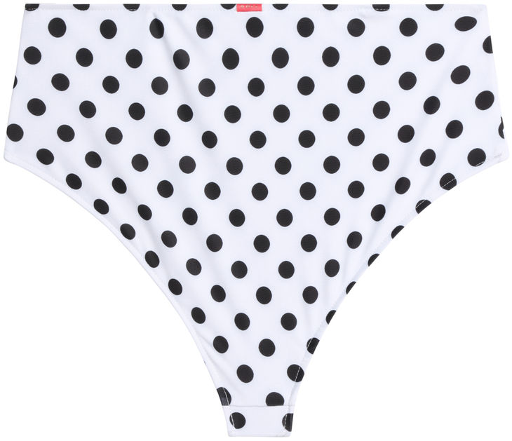 White Polka Dot High Waist Bikini Bottom image