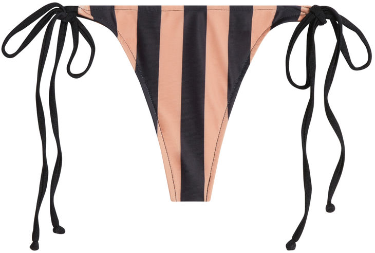 Black & Taupe Stripes Brazilian Thong Bottom image