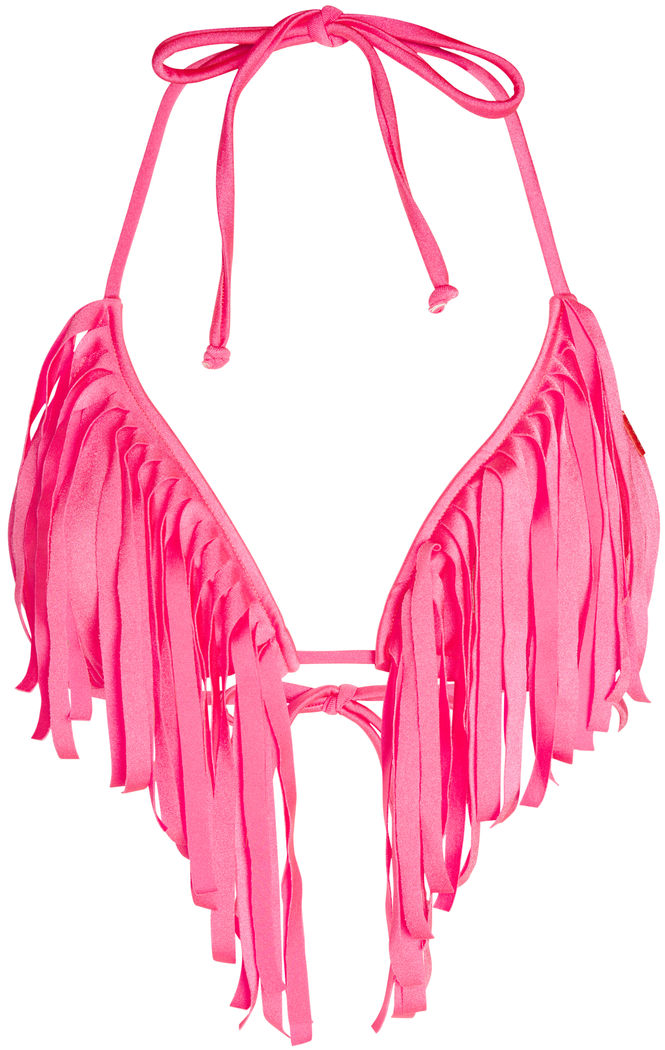 Neon Pink Fringe Triangle Top image