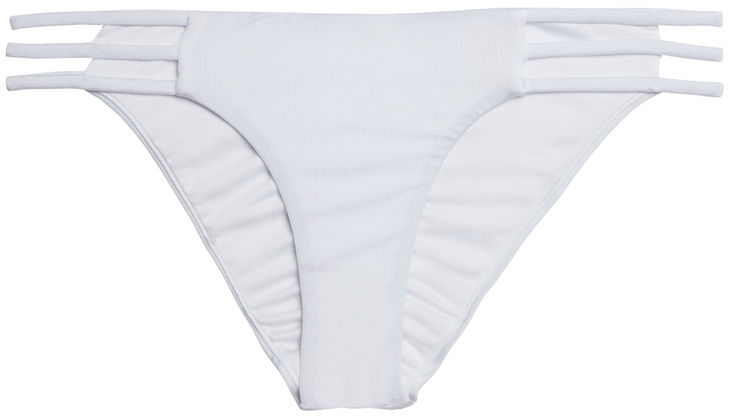 Solid White Triple Strap Classic Scrunch Bikini Bottoms image