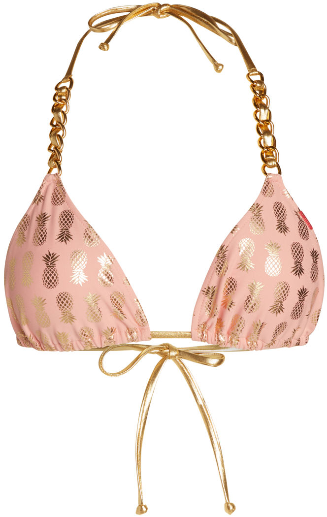 Blush & Gold Pineapple Triangle Bikini On a Chain Top image