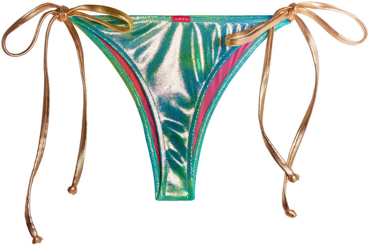 Blue Green Tie Dye Shimmer Brazilian Thong Bottom image
