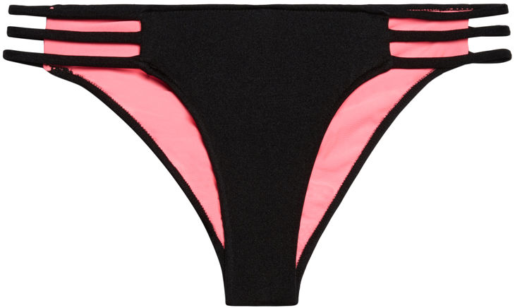 Solid Black Triple Strap Classic Scrunch Bikini Bottoms image