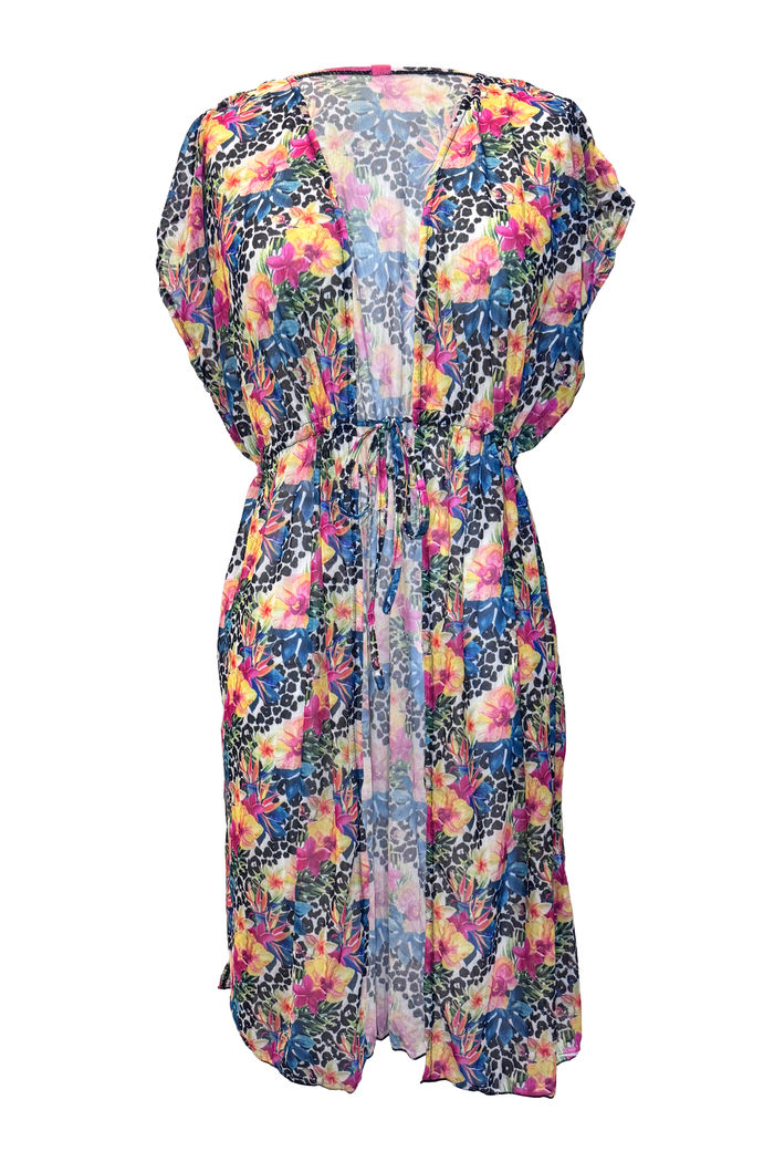 Wild Tropic Open Mesh Cover Up w/ Drawstring Waist image