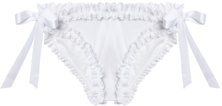 White Classic Bridal Ruffle Lace Bikini Bottom - DOLL