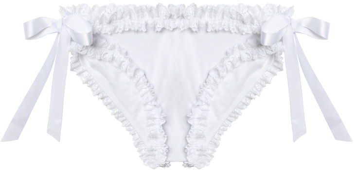 White Classic Bridal Ruffle Lace Bikini Bottom image