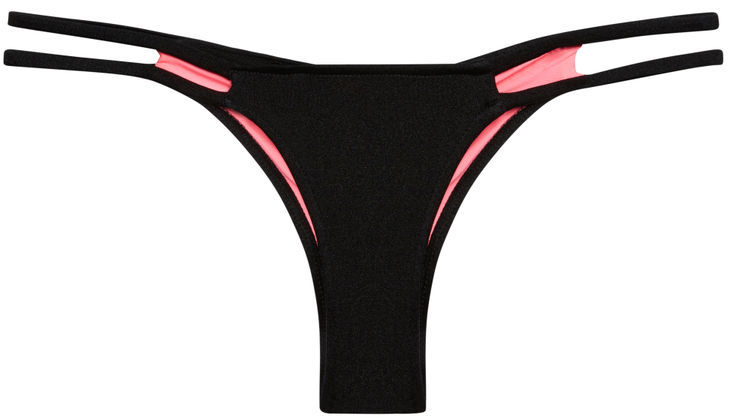 Black Double Strap Micro Scrunch Bikini Bottoms image