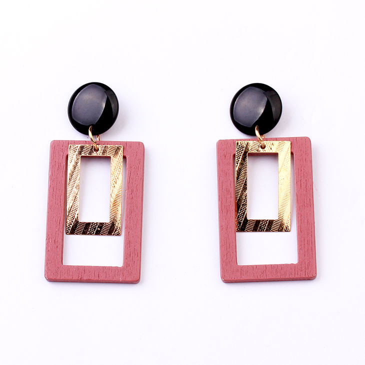 Pink Rectangular Drop Earrings image