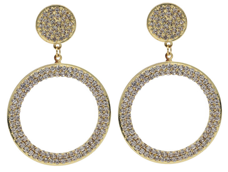 Isla Blanca Rhinestone Gold Dangle Earrings image
