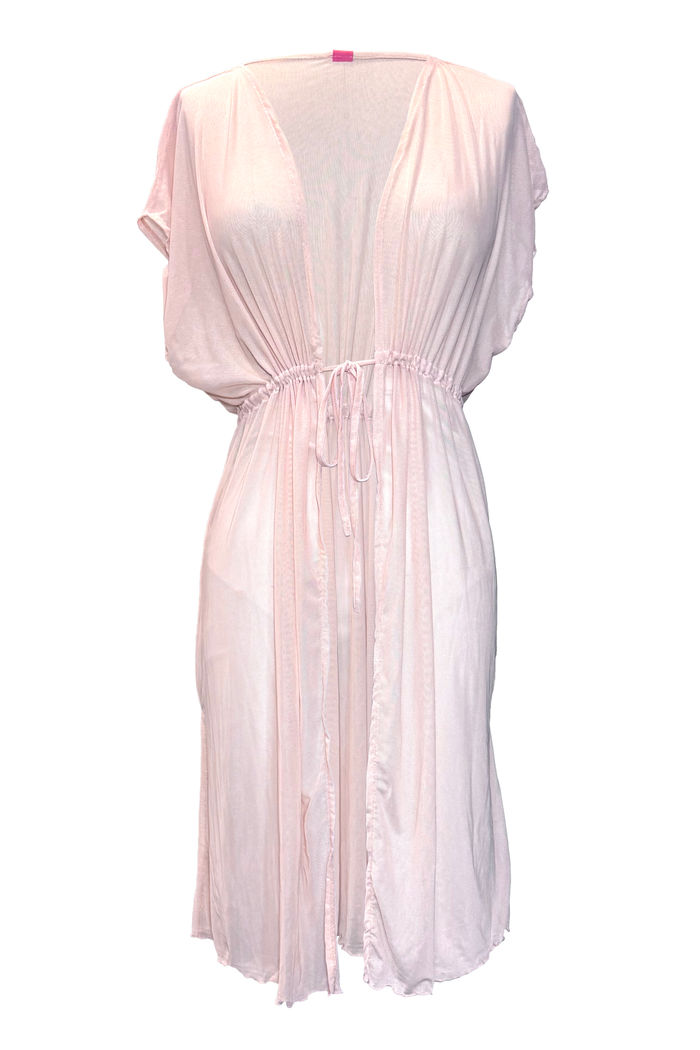 Nude Open Mesh Cover Up w/ Drawstring Waist image