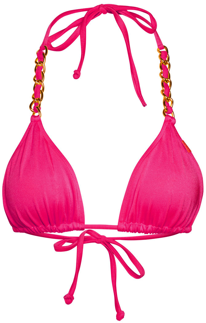 Fuchsia Triangle Bikini On a Chain Top image