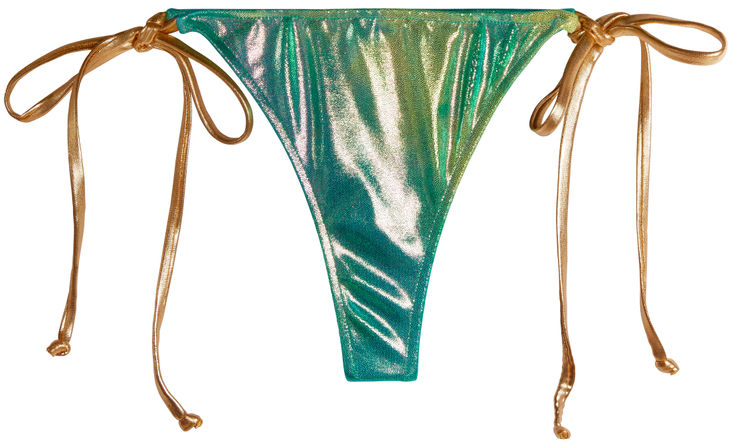 Blue Green Shimmer Banded Brazilian Thong Bottom - DOLL