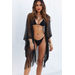 Luz De Luna Black Fringed Beach Cover Up thumbnail