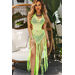 Tri-Coastal Neon Yellow Fringe Maxi Dress Cover Up thumbnail