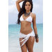 Cuba Libre White Mini Crochet Sexy Sarong Beach Cover Up thumbnail