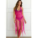 Coastal Charm Hot Pink Knitted Fringe Maxi Dress Cover Up thumbnail
