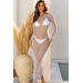 Light Blue Mesh Long Sleeve Embellished Maxi Cover Up thumbnail