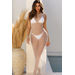 Embellished Ivory  Maxi Sleeveless Mesh Cover Up thumbnail
