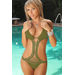 Jacaranda Olive Green Sexy Crochet Monokini Scrunch Bottom One Piece Swimsuit thumbnail