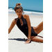 Heather Black Keyhole Halter One Piece Swimsuit thumbnail