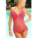 Magnolia Fuchsia Pink One Piece Scrunch Bottom Monokini Sexy Crochet Swimsuit thumbnail