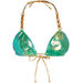 Blue Green Tie Dye Shimmer Triangle Bikini On a Chain Top  thumbnail