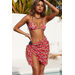 Red Blossom Sheer Chiffon Sarong Cover Up thumbnail